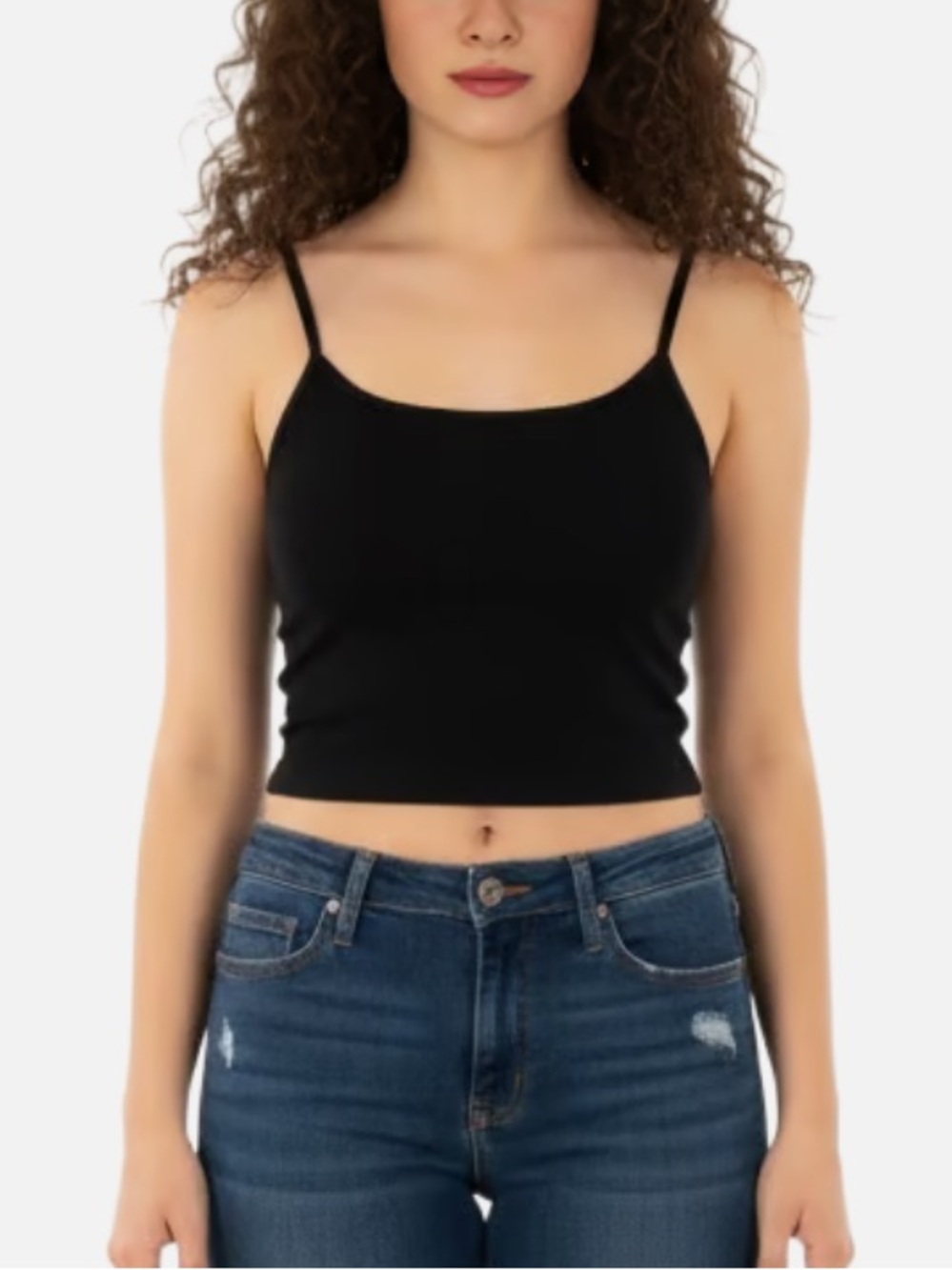 Black Slim-Strap Sports Bra Top